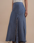 Blue stripes asymmetrical skirt