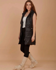 Long Puffer Vest - Black