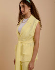 Yellow Linen Long Vest