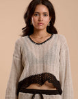 Set - Crochet skirt & Top - Black & White