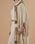 Beige HM embelishments Hoodie Cape - nahlaelalfydesigns