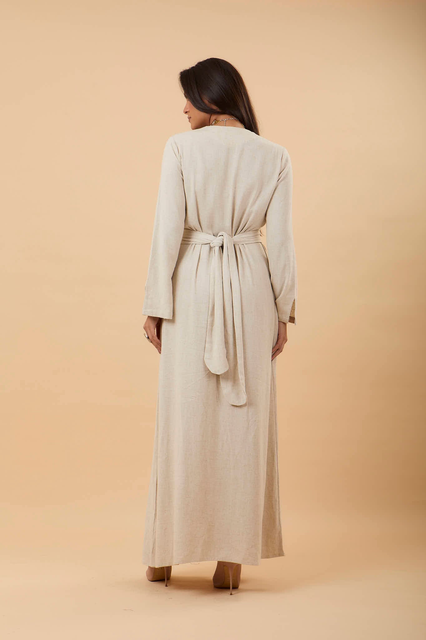 Beige linen LS Linen dress – nahlaelalfydesigns