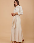 Beige Linen tye around shirt dress - nahlaelalfydesigns
