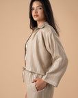 Beige metallic stripes shirt - nahlaelalfydesigns