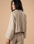 Beige metallic stripes shirt - nahlaelalfydesigns