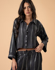 Black metallic stripes shirt - nahlaelalfydesigns
