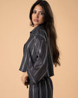 Black metallic stripes shirt - nahlaelalfydesigns