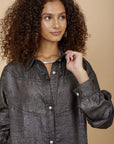 Black silver Linen waves shirt - nahlaelalfydesigns