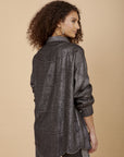Black silver Linen waves shirt - nahlaelalfydesigns
