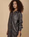 Black silver Linen waves shirt - nahlaelalfydesigns
