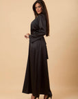 Black V - neck satin Dress - nahlaelalfydesigns