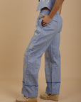 Blue Front Embroidered pants - nahlaelalfydesigns
