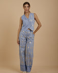 Blue Front Embroidered pants - nahlaelalfydesigns