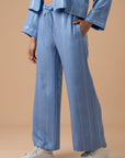 Blue Metallic stripes Pants - nahlaelalfydesigns