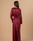 Burgundy V - neck satin Dress - nahlaelalfydesigns