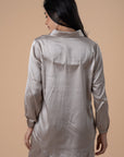 Greige satin shirt - nahlaelalfydesigns