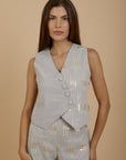 Grey asymmetrical Embro Vest - nahlaelalfydesigns
