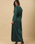 Olive V - neck satin Dress - nahlaelalfydesigns