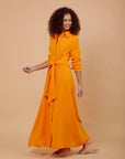 Orange Linen tye around shirt dress - nahlaelalfydesigns