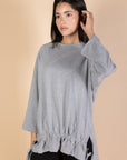 Oversized Drawstring T-shirt - Grey - nahlaelalfydesigns