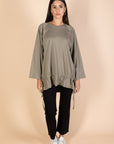Oversized Drawstring T-shirt - Olive - nahlaelalfydesigns