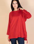 Oversized Drawstring T-shirt - Red - nahlaelalfydesigns