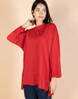 Oversized Drawstring T-shirt - Red - nahlaelalfydesigns