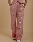 Red Front Embroidered pants - nahlaelalfydesigns