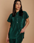 Teal thin pleated satin Top - nahlaelalfydesigns