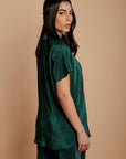 Teal thin pleated satin Top - nahlaelalfydesigns