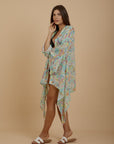 Turquoise print Kimono - nahlaelalfydesigns