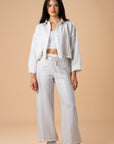 White Metallic stripes Pants - nahlaelalfydesigns