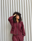 Burgundy Short zip-up Jacket