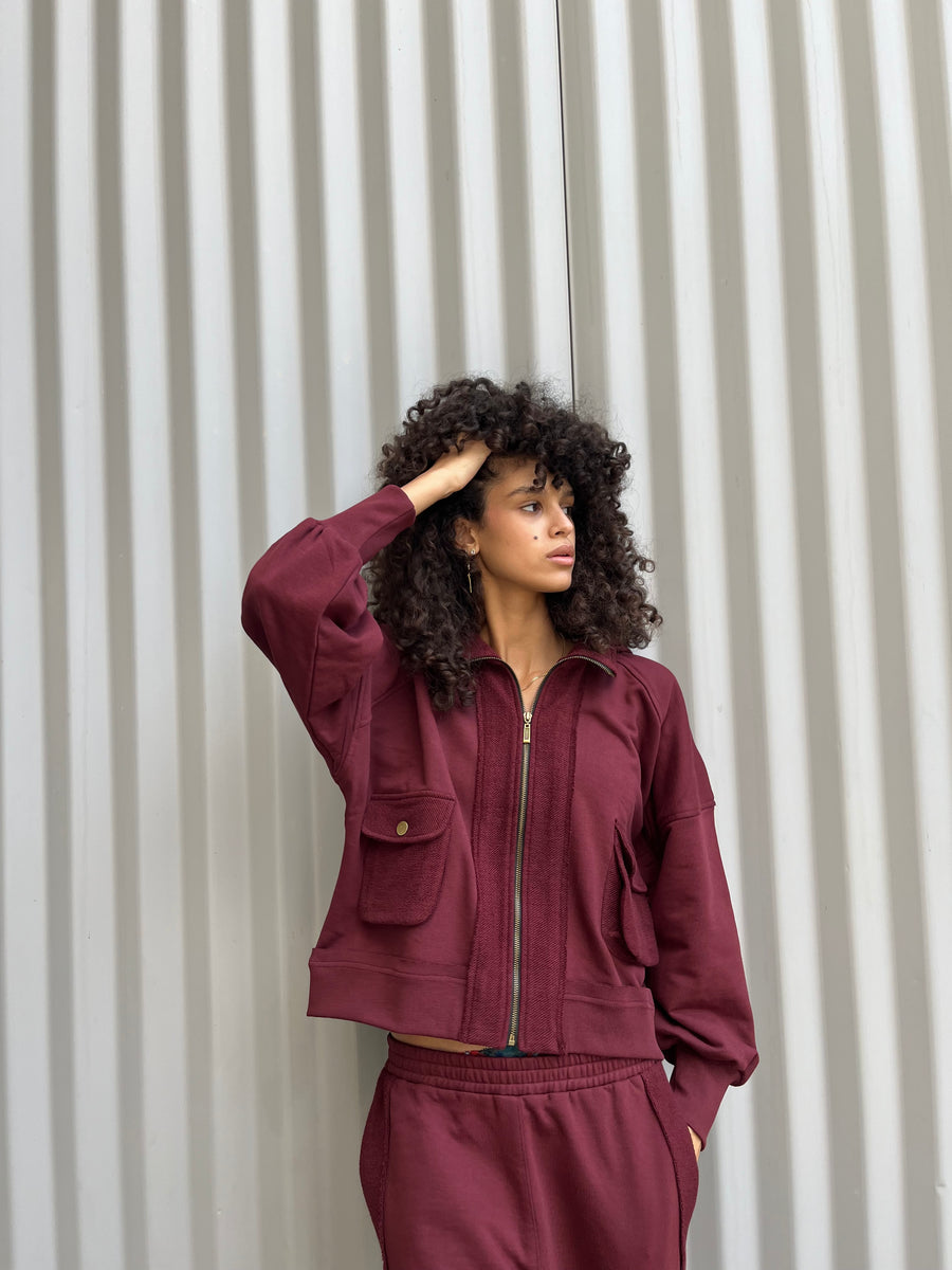 Burgundy Short zip-up Jacket