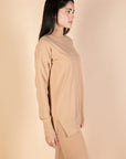 Camel High Neck Knit Pullover