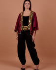 Tribal embellished kaftan - Burgundy