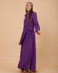 Purple Linen tye around shirt dress