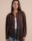 Asymmetric cotton shirt - Brown