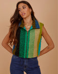 Stripes wool short vest