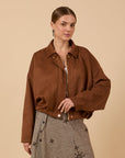 Oversize suede Jacket - Brown