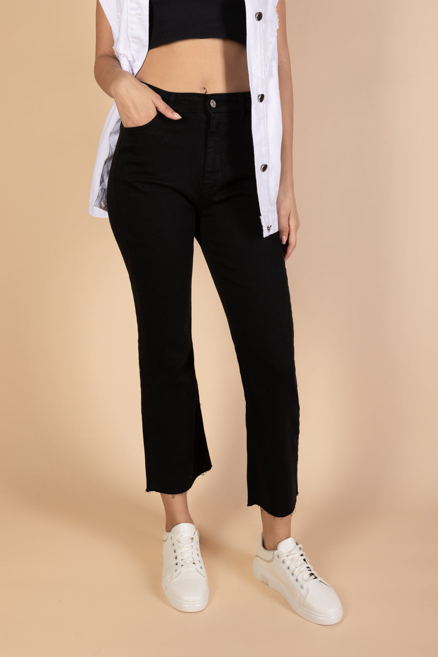 Ankle Length - Flare Jeans - Black