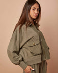 Olive Short zip-up Jacket