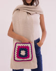 Handmade knit pocket scarf - Beige