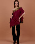 Luxe embellished cape - Burgundy