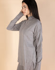 Grey High Neck Knit Pullover