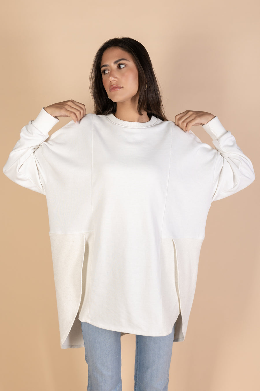 ( Restoking ) Back & Forth Melton Top - Off-white