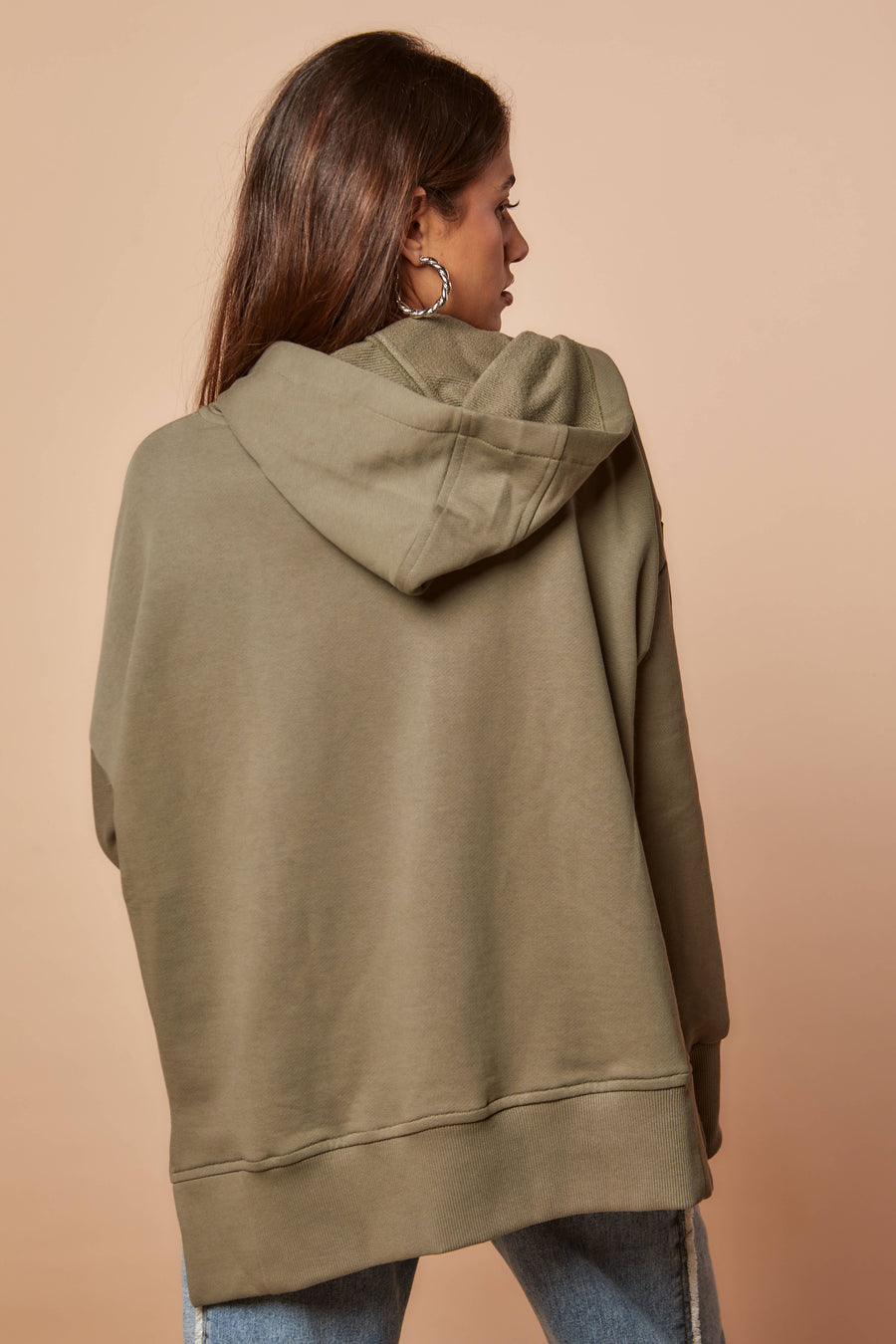 Olive Snap buttons sweat shirt