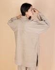 Beige Melton Cardigan