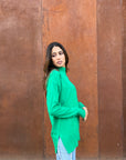 Green High Neck Knit Pullover