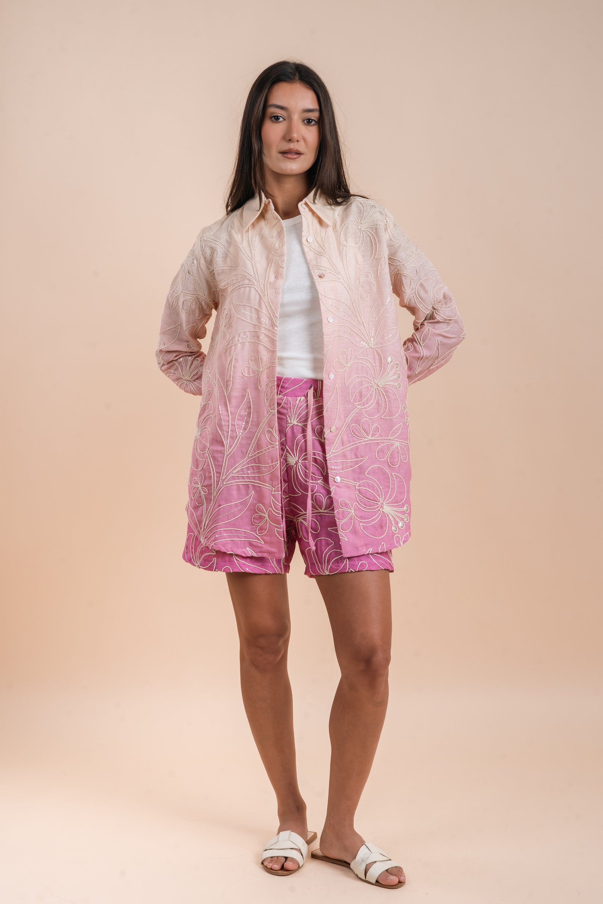 Grading pink embro shorts